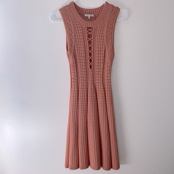 Ronny Kobo Shira Needle Stitch Lace Up Knit Dress - Picture 4 of 8